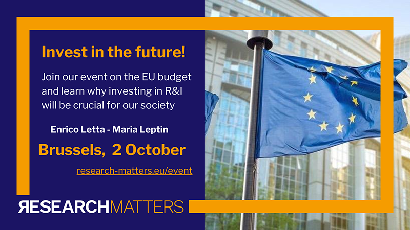 Visual for the Research Matters event on investing in research and innovation